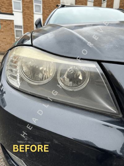 BMW headlight before restoration