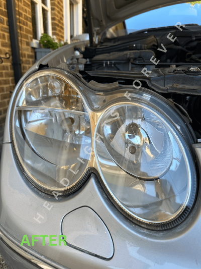 Mercedes CLK headlight after restoration